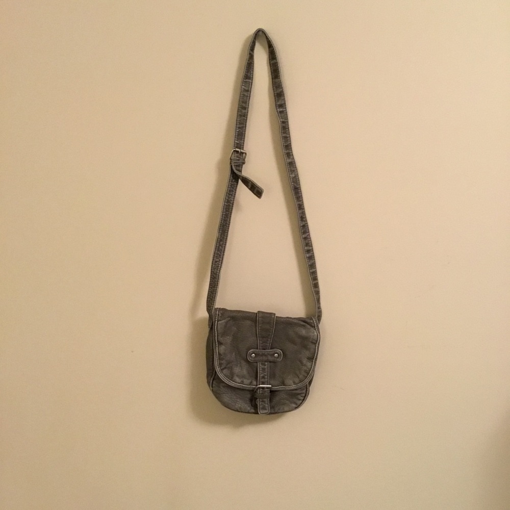 Charlotte Russe Grey Faux Leather Crossbody Bag